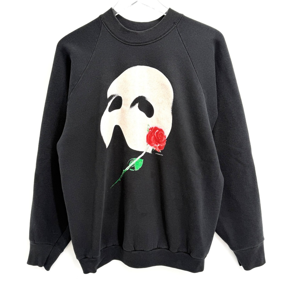 Vintage 1986 Phantom of the Opera Glow In The Dark Sweatshirt Size XL Black